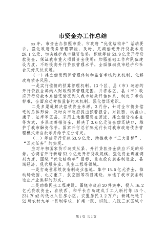 市资金办工作总结 