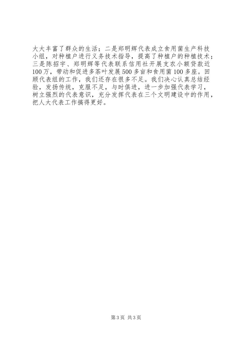 X镇人大代表组的工作总结_第3页