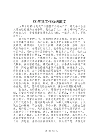 XX年我工作总结范文