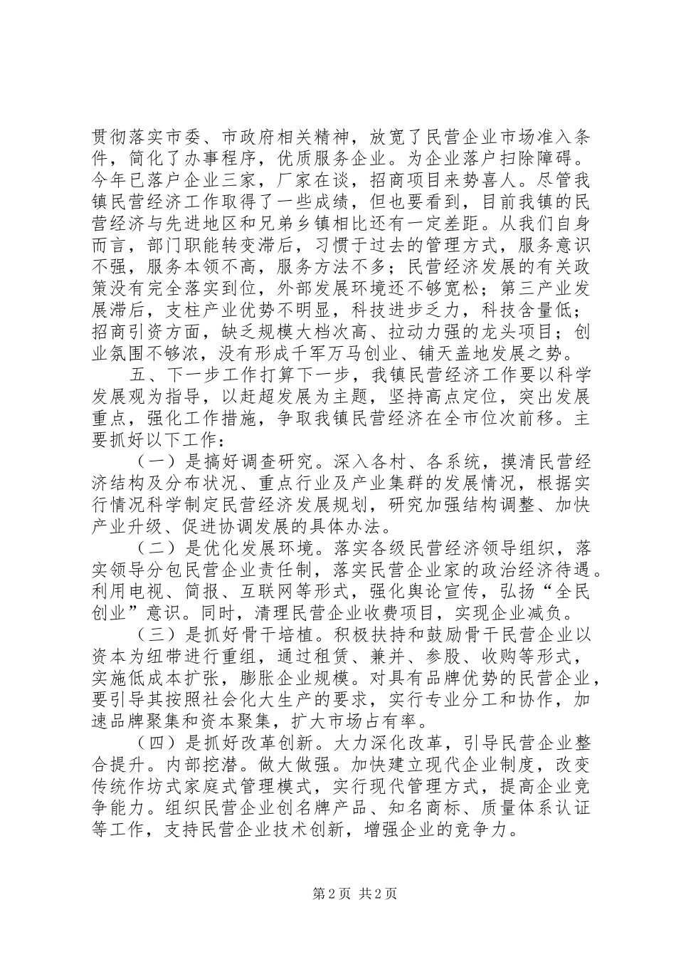 XX年乡镇民营经济工作总结_第2页