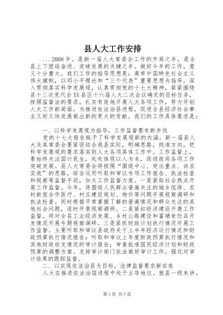 县人大工作安排