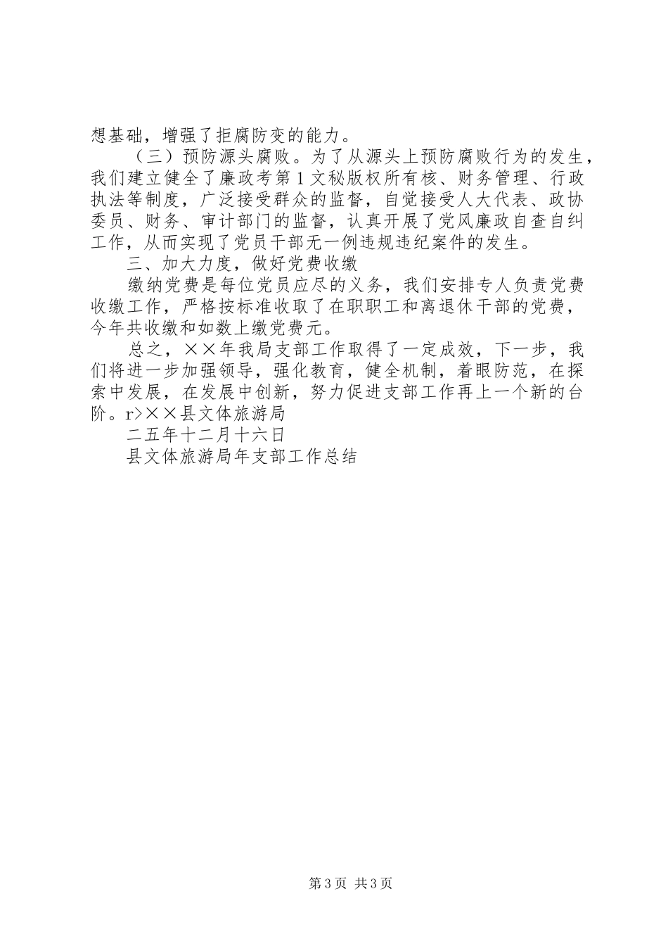 县文体旅游局年支部工作总结 _第3页