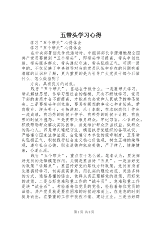 五带头学习体会