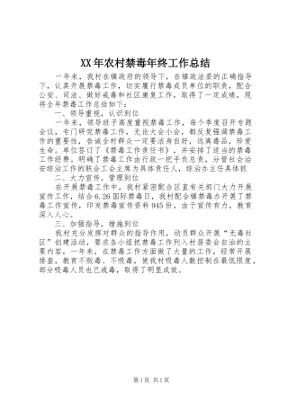 XX年农村禁毒年终工作总结