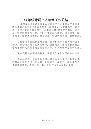 XX年统计局个人年终工作总结