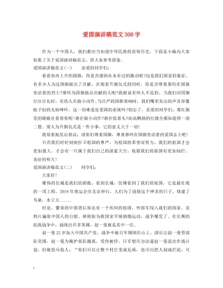 爱国演讲稿范文300字 
