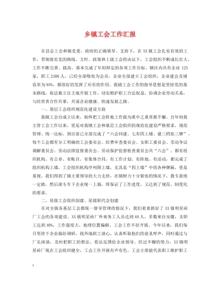 乡镇工会工作汇报