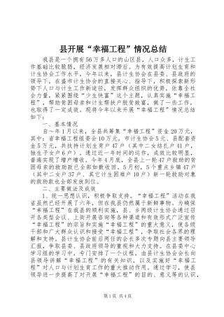 县开展“幸福工程”情况总结 