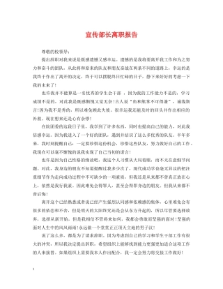 宣传部长离职报告 