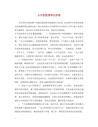 小升初优秀学生评语 