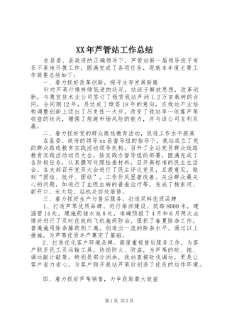 XX年芦管站工作总结