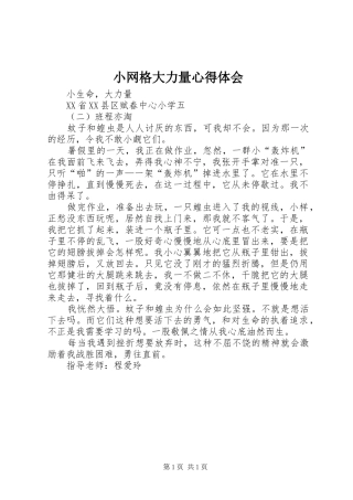 小网格大力量体会心得