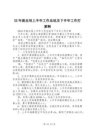 XX年就业局上半年工作总结及下半年工作打算啊