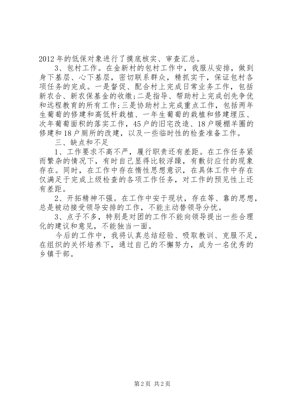 XX年乡镇干部个人工作总结范文_第2页