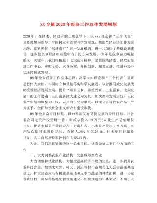 XX乡镇2024年经济工作总体发展规划 