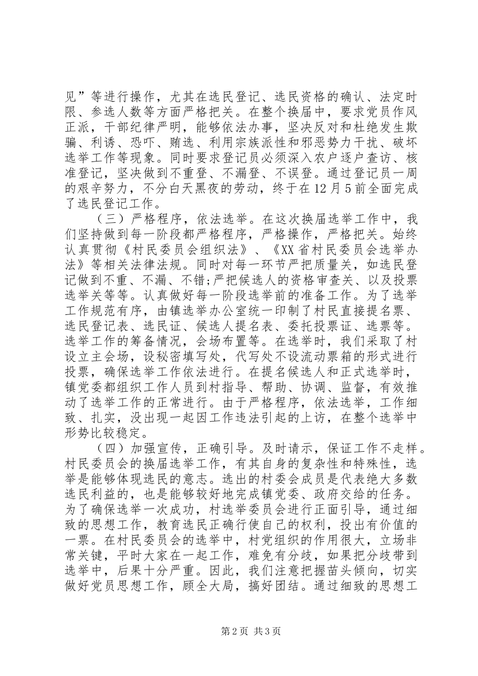 XX年村“两委”换届选举工作总结_第2页