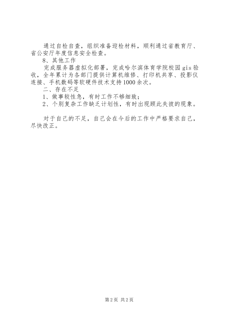 XX年信息化工作个人工作总结_第2页