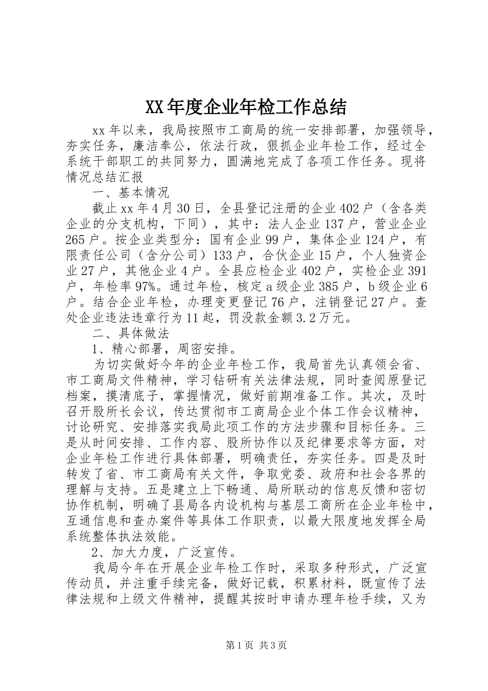 XX年度企业年检工作总结_第1页