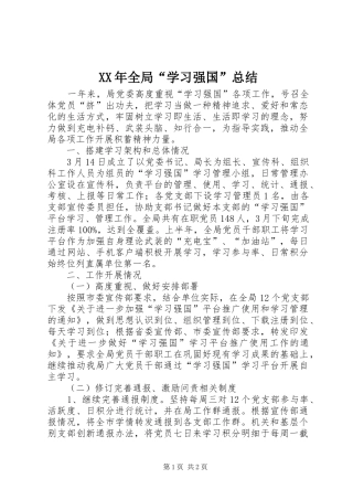 XX年全局“学习强国”总结