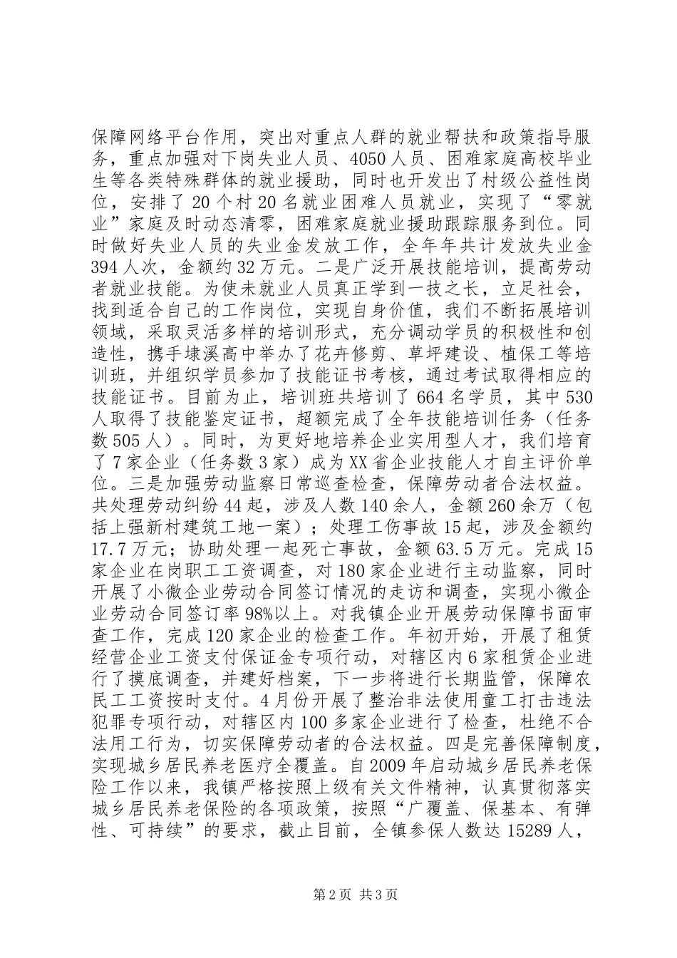 XX年乡镇人资社保工作总结_第2页