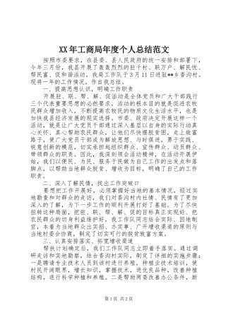 XX年工商局年度个人总结范文