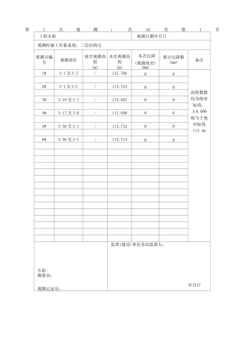 建筑物沉降观测记录_第2页