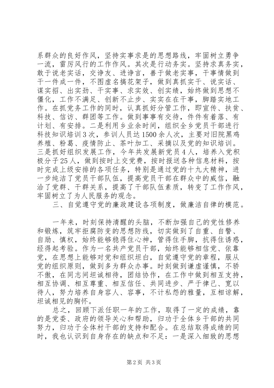 XX年乡党委副书记个人下派工作总结_第2页