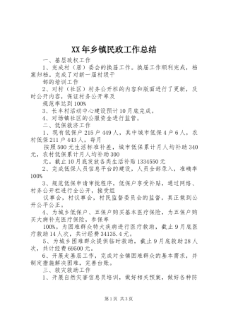 XX年乡镇民政工作总结 (10)