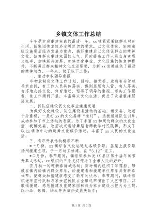 乡镇文体工作总结 