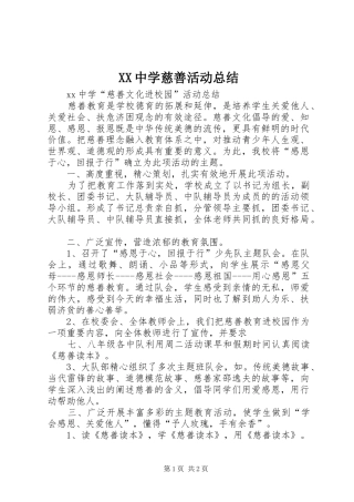 XX中学慈善活动总结