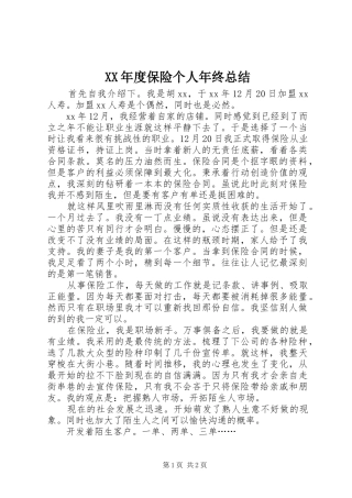 XX年度保险个人年终总结