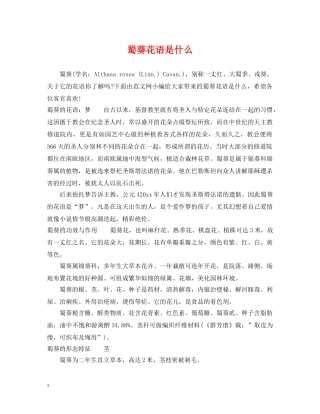 蜀葵花语是什么 