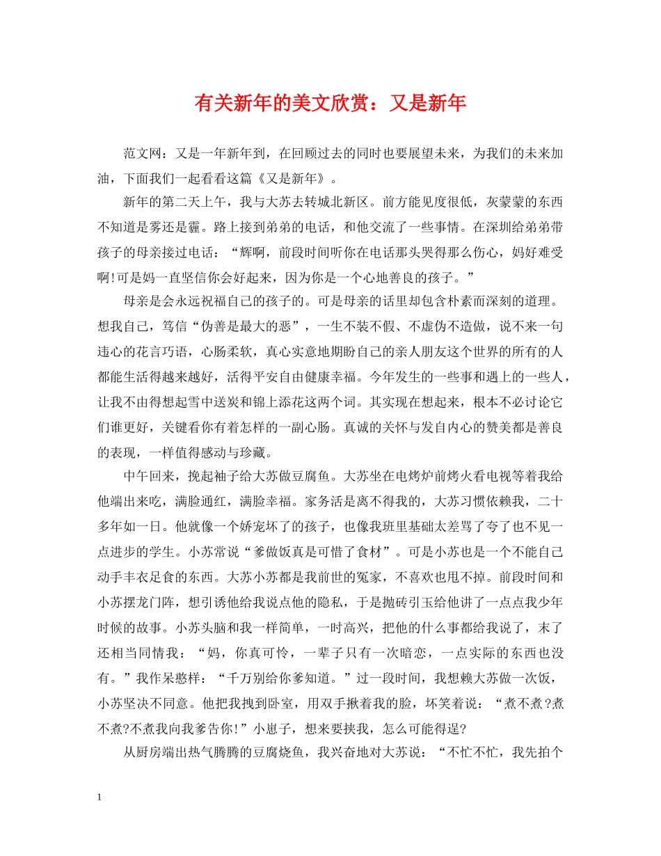有关新年的美文欣赏：又是新年 _第1页