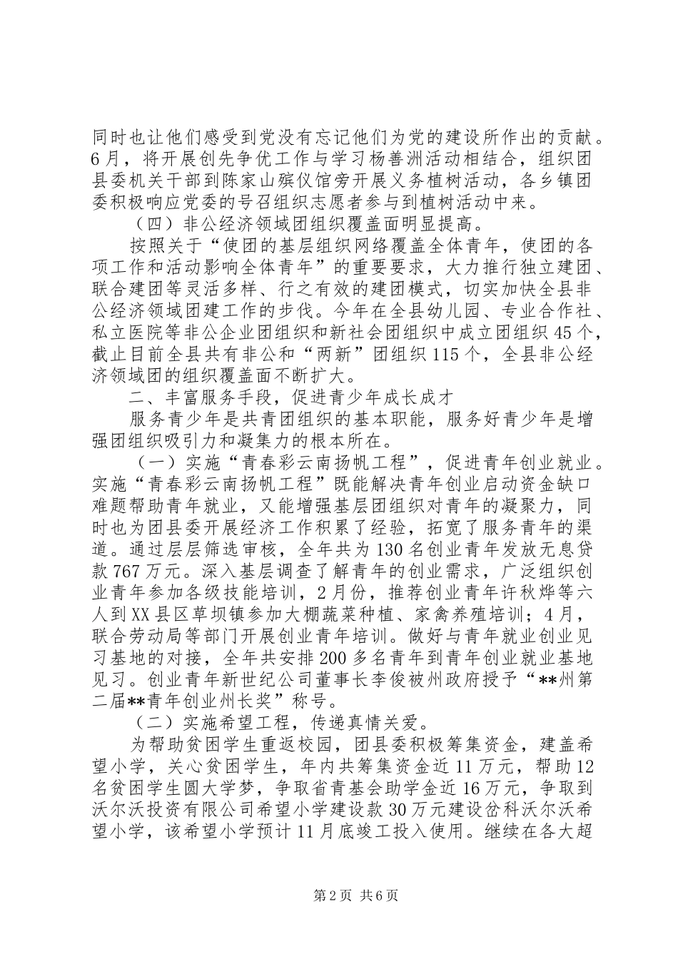 团县委202X年工作总结_第2页