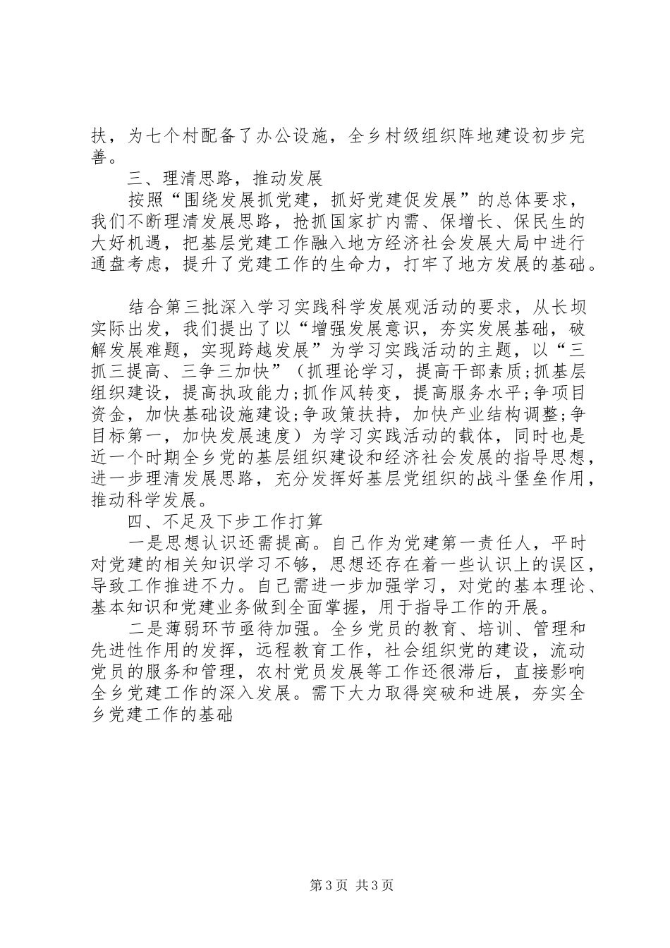 XX年党委书记个人工作总结_第3页