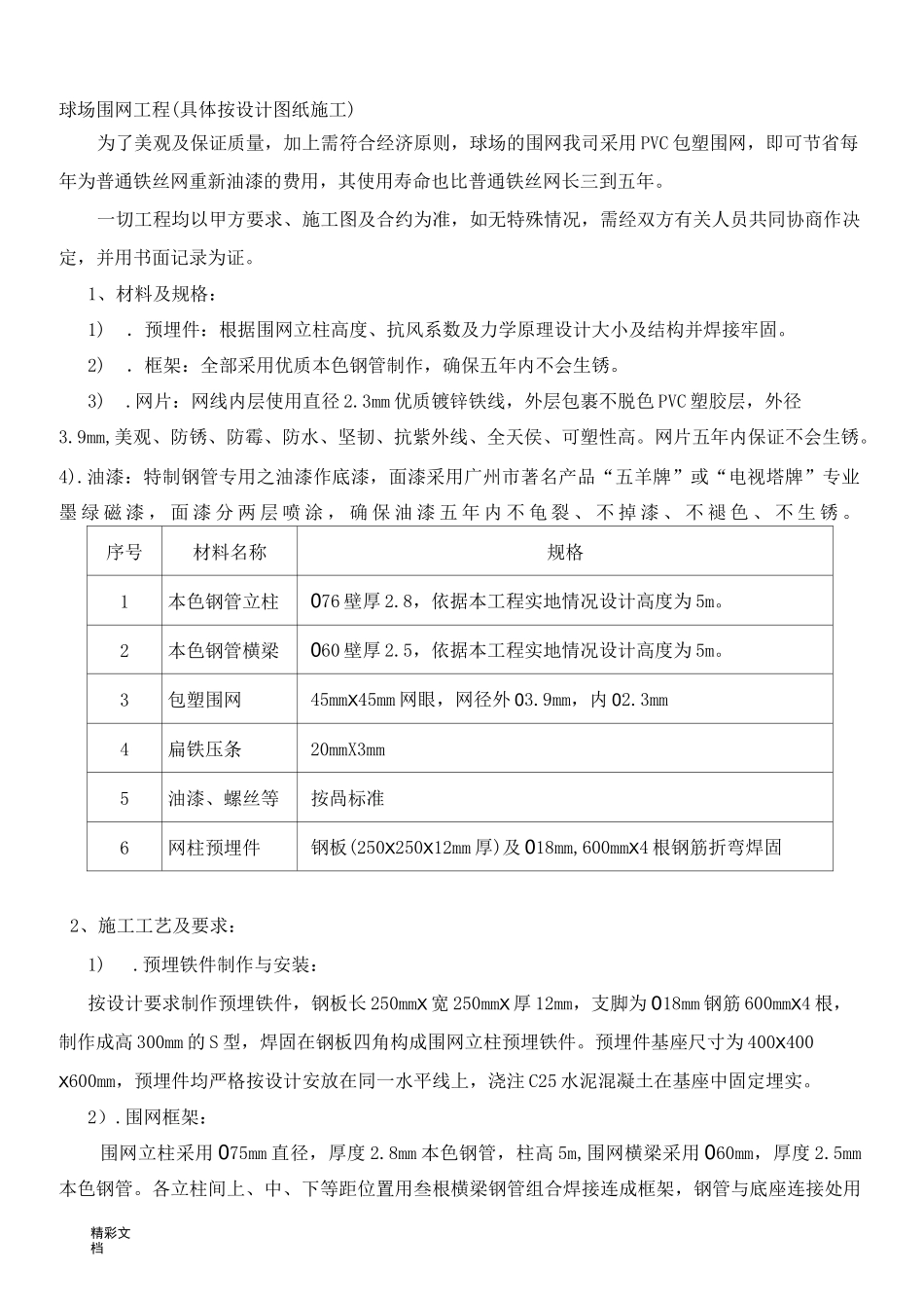 运动场围网施工方法_第1页