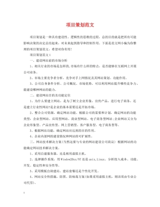 项目策划范文 
