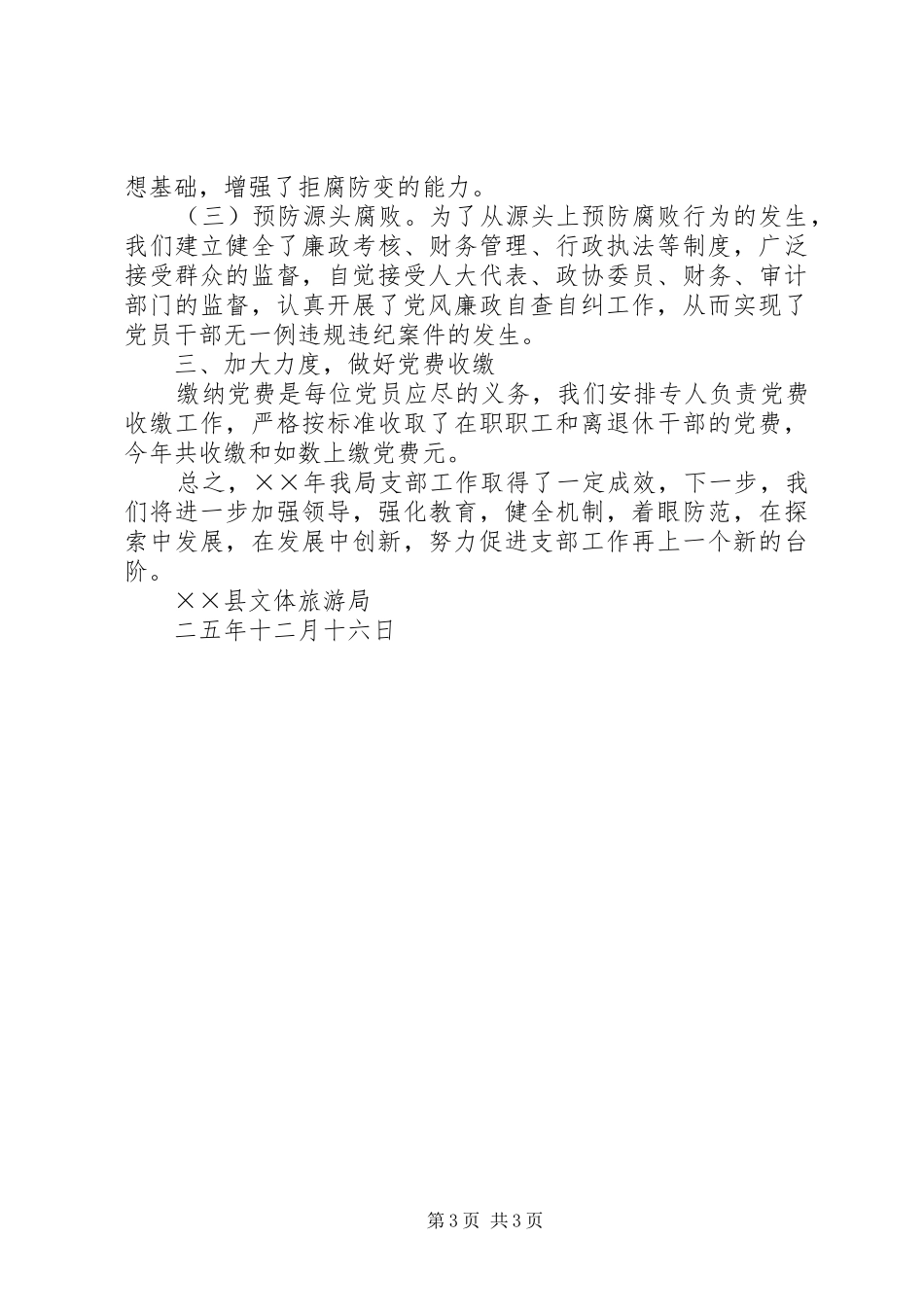 县文体旅游局××年支部工作总结 _第3页