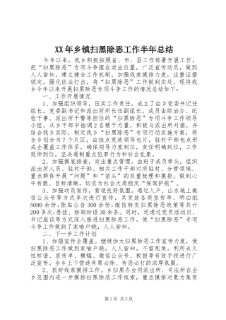 XX年乡镇扫黑除恶工作半年总结
