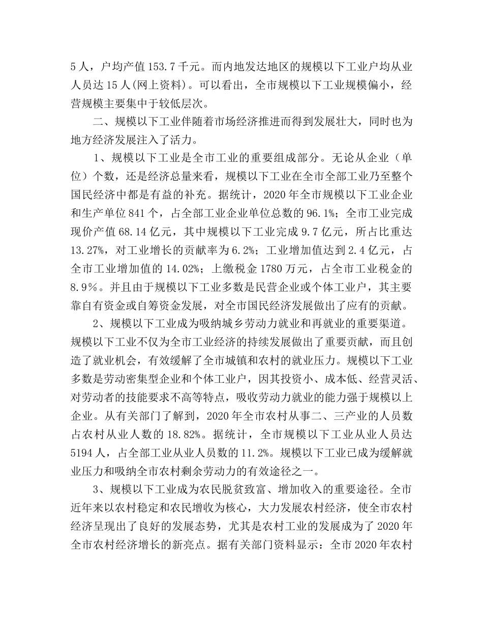 XX市规模以下工业特点、问题及对策 _第2页
