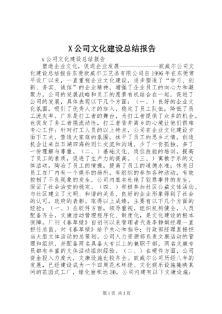 X公司文化建设总结报告