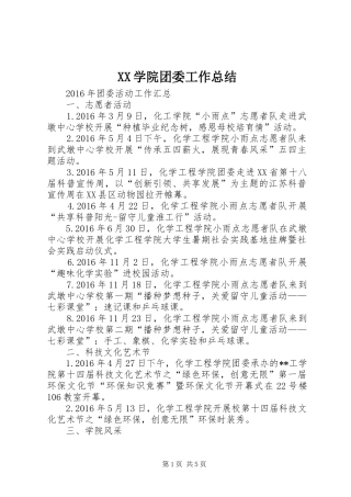 XX学院团委工作总结