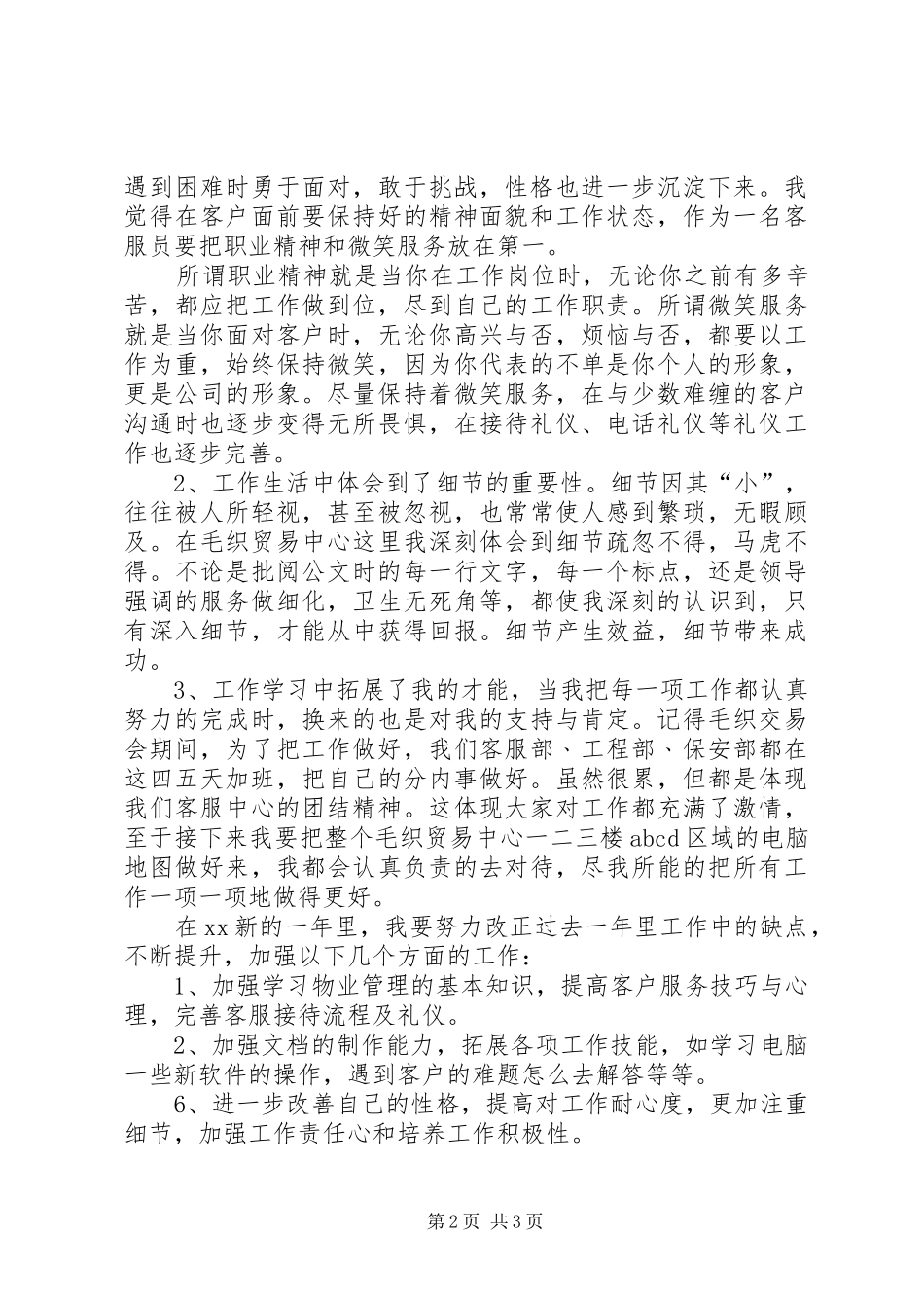 XX年客服个人工作总结_第2页