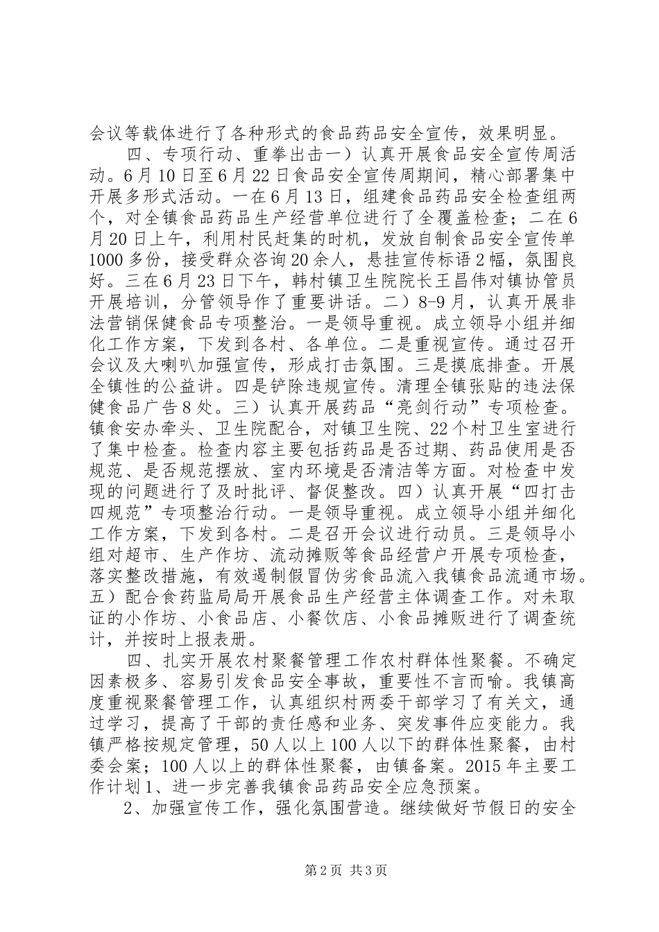 XX年村食品药品安全工作总结报告_第2页