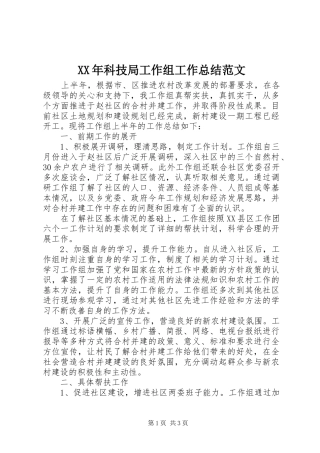 XX年科技局工作组工作总结范文