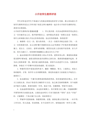 小升初学生教师评语 