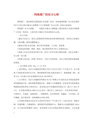 网络推广的实习心得 