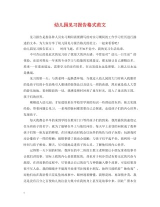 幼儿园见习报告格式范文 