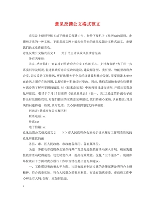意见反馈公文格式范文 