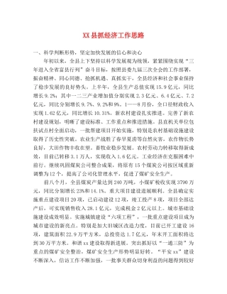 XX县抓经济工作思路 